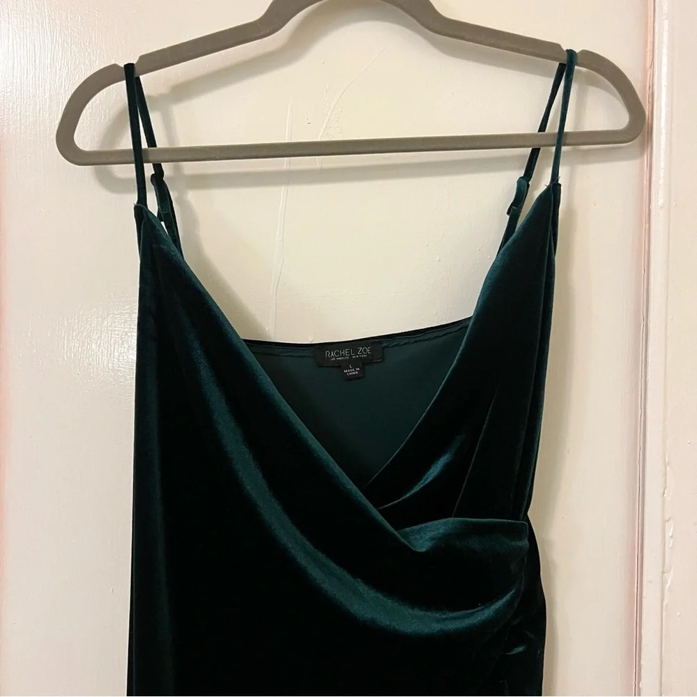 RACHEL ZOE Velvet Dress Slit V Neck Vneck sleeveless Los Angeles New York - Picture 5 of 9